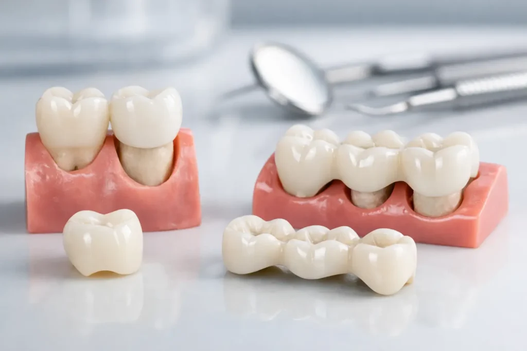 Diferencia entre corona y puente dental